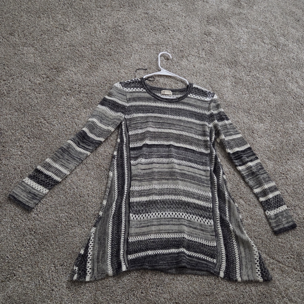 Striped Long Sleeve Shear Knit Sweater